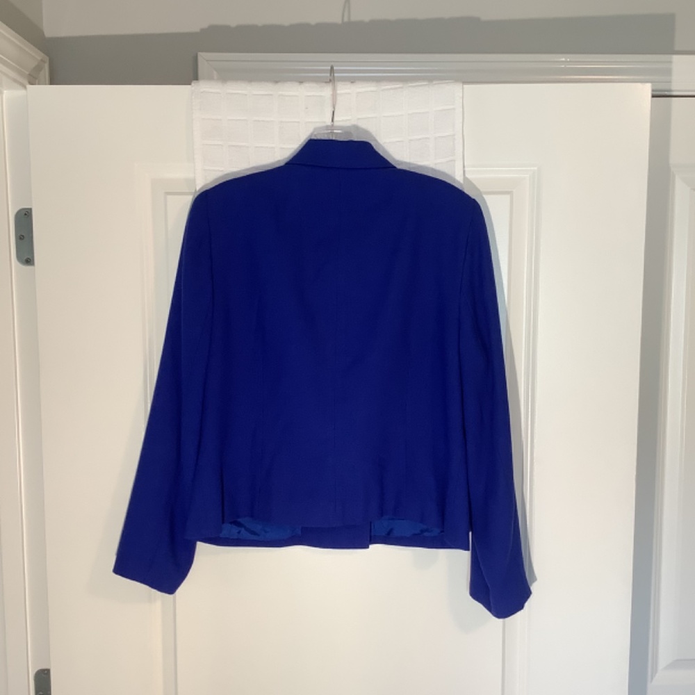 Kasper A.S.L Petite Lined  Blazer Royal Blue Size 12P - Picture 2 of 6